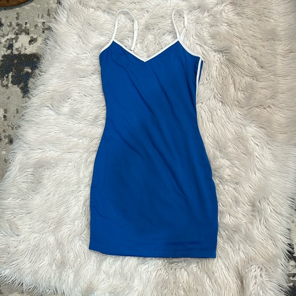 Blue bodycon stretchy minidress